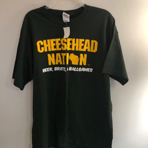 Green Bay Packer’s NWT Cheesehead Nation funny logo t-shirt, size large. - Picture 1 of 3